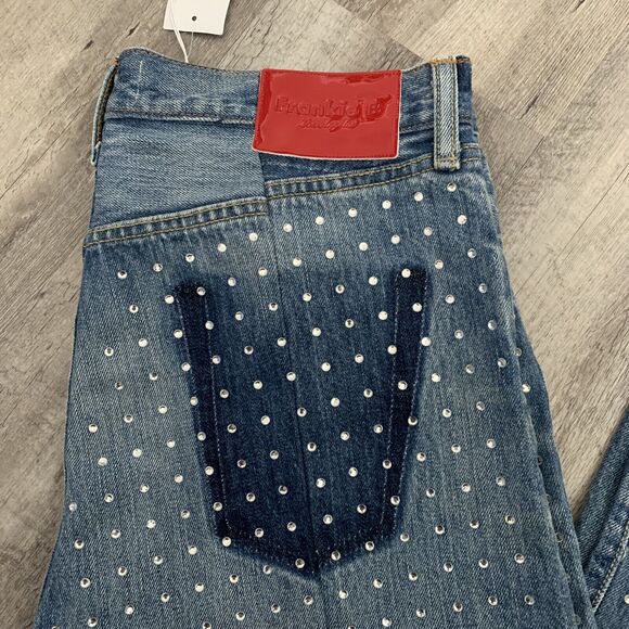 Frankie B Large All Over Studded Jean Straight Button Fly Released Hem 34 $395 - Picture 6 of 13